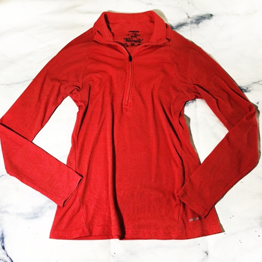Patagonia Red Foldover Collar Half Zip Pullover